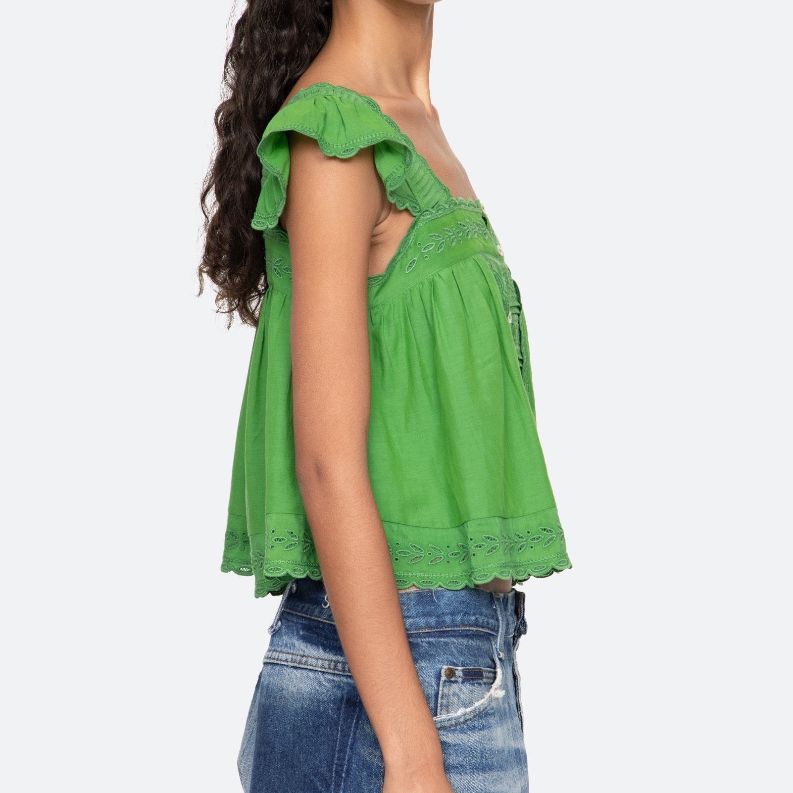ELIZA SOLID FLUTTER SLV TOP (D2)