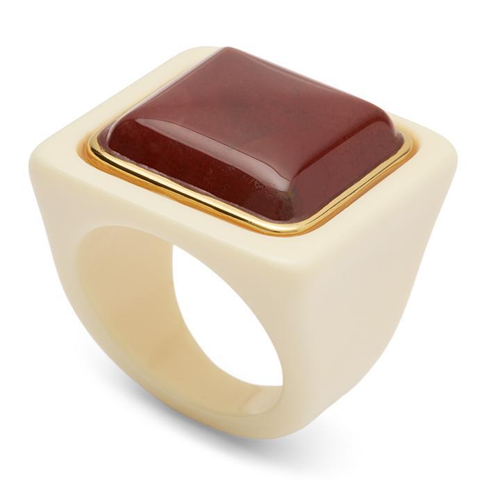 Ivory Resin + Carnelian Square Signet Ring