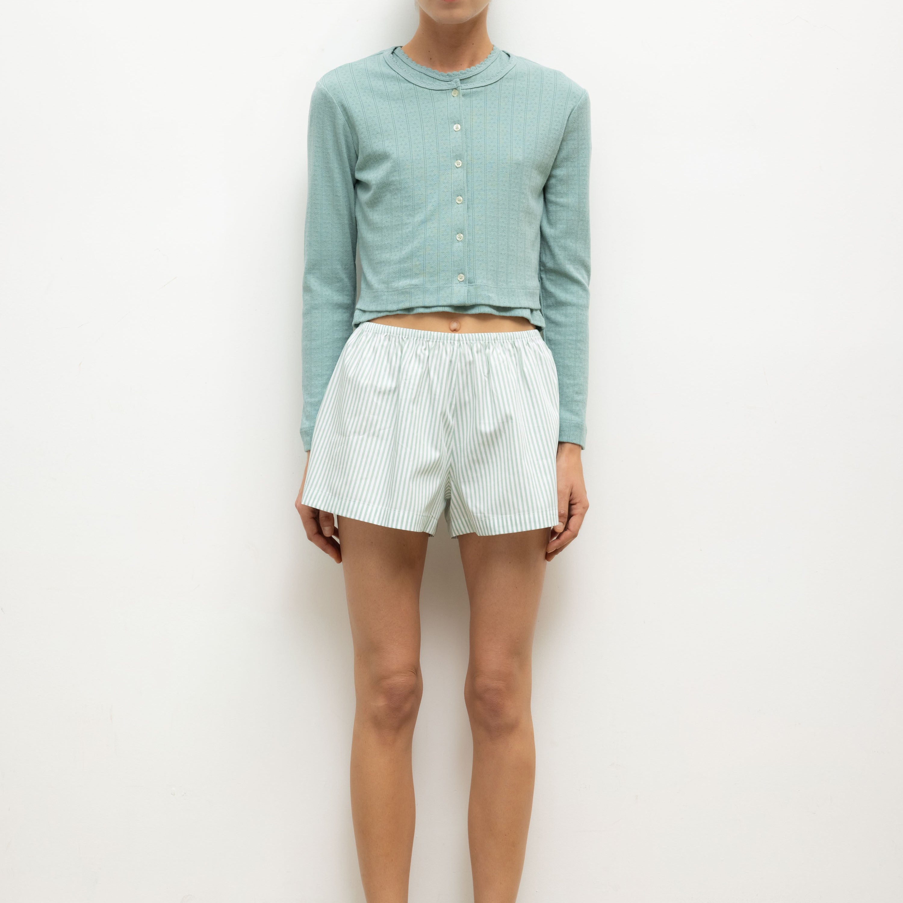 POINTELLE CROP CARDIGAN