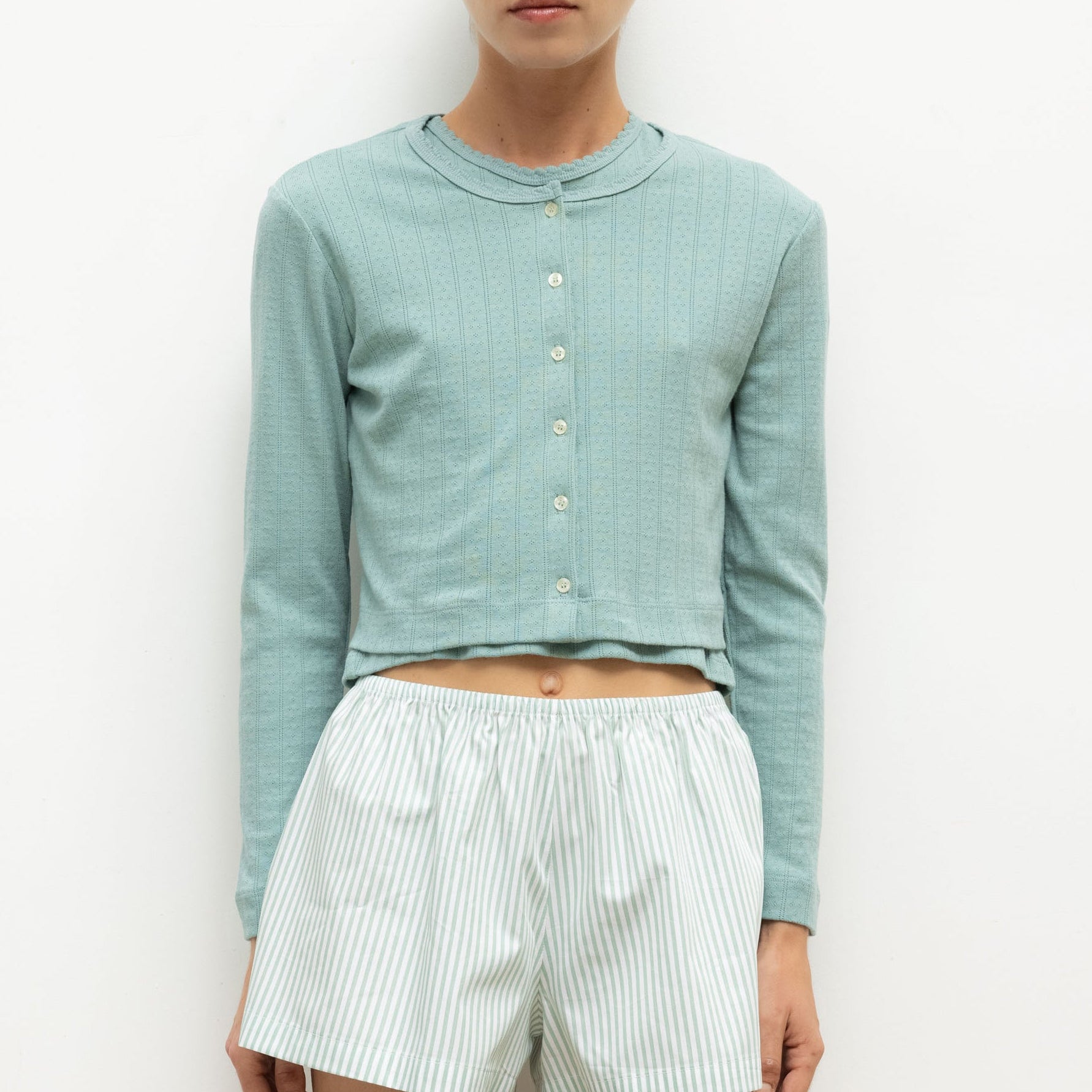 POINTELLE CROP CARDIGAN