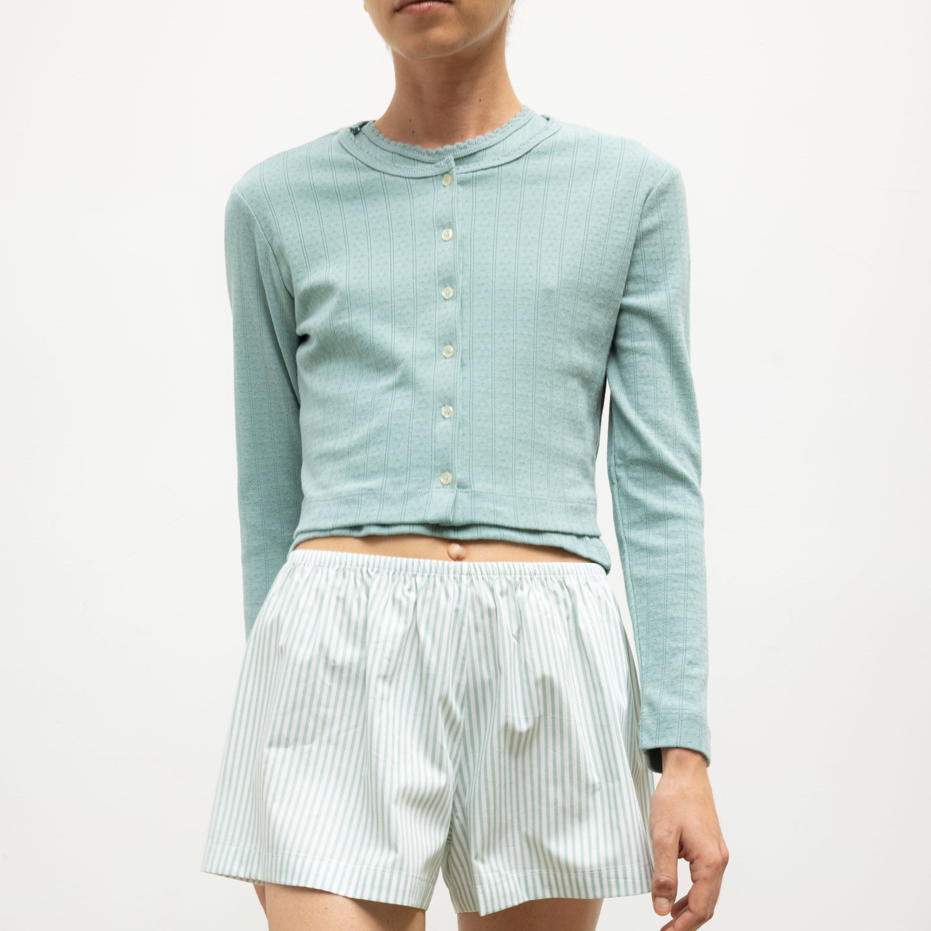 POINTELLE CROP CARDIGAN