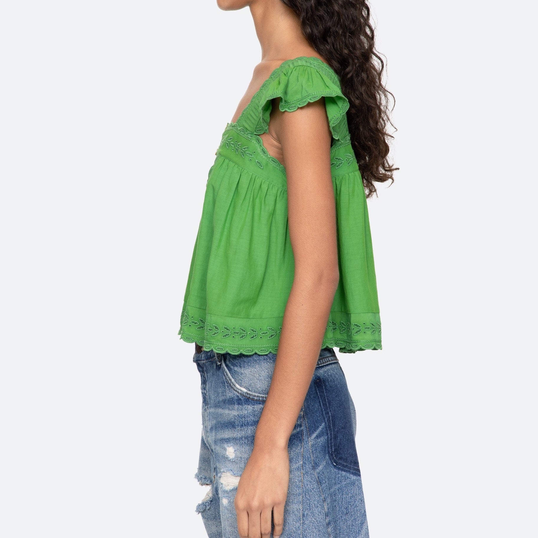 ELIZA SOLID FLUTTER SLV TOP (D2)