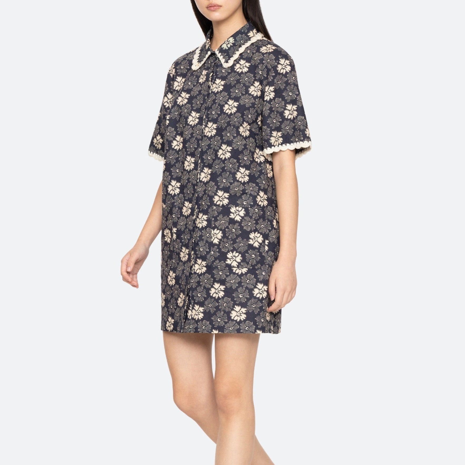 Gloria Print Mini Dress Navy