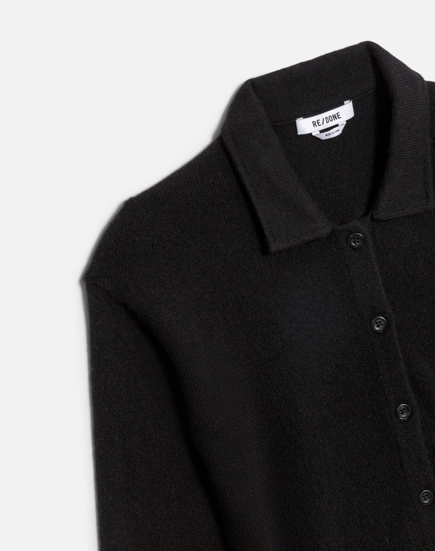 The Loose Polo Cardigan Black