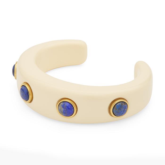 Ivory Resin and Lapis Multi-Stone Bangle