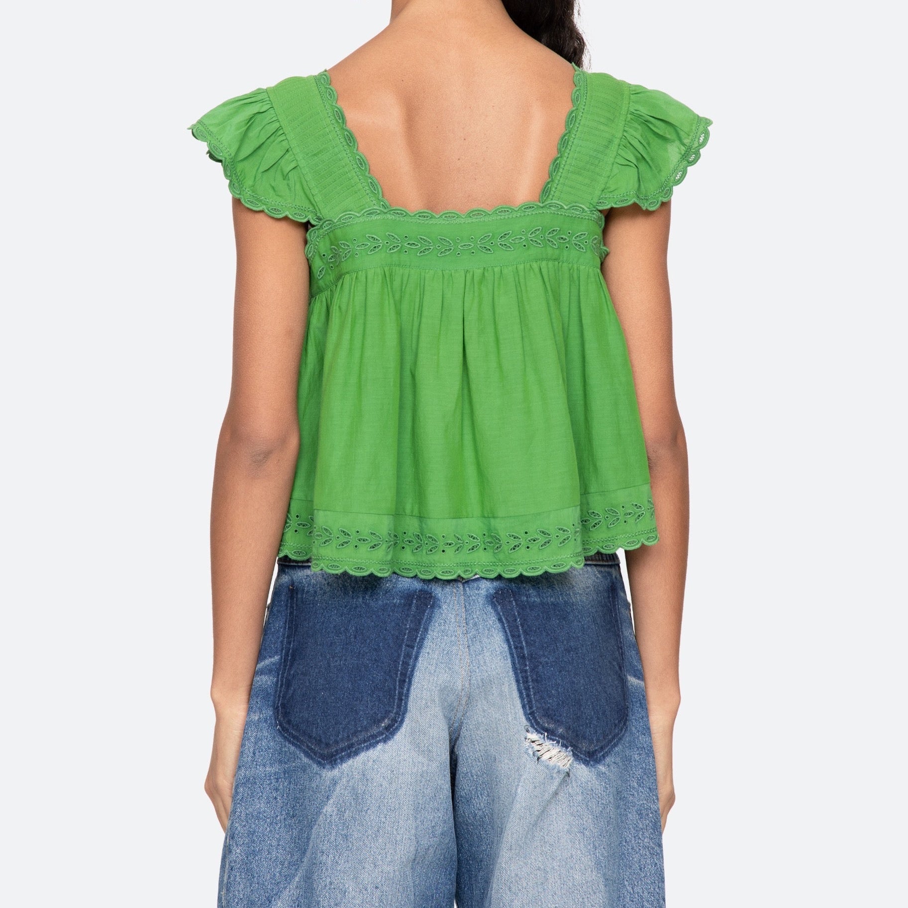 ELIZA SOLID FLUTTER SLV TOP (D2)