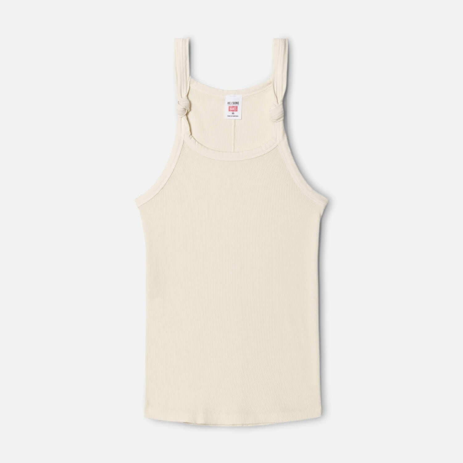 Knotted Ribbed Tank Vintage White