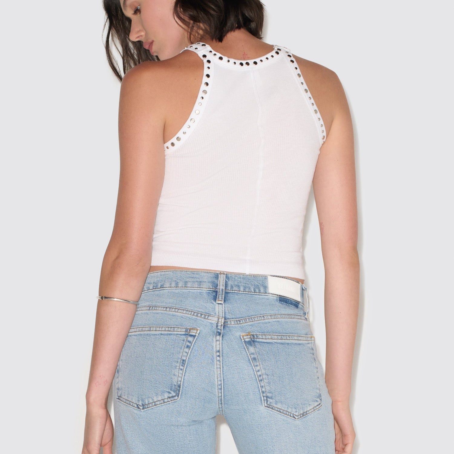 Multi Stud Ribbed Tank Optic White