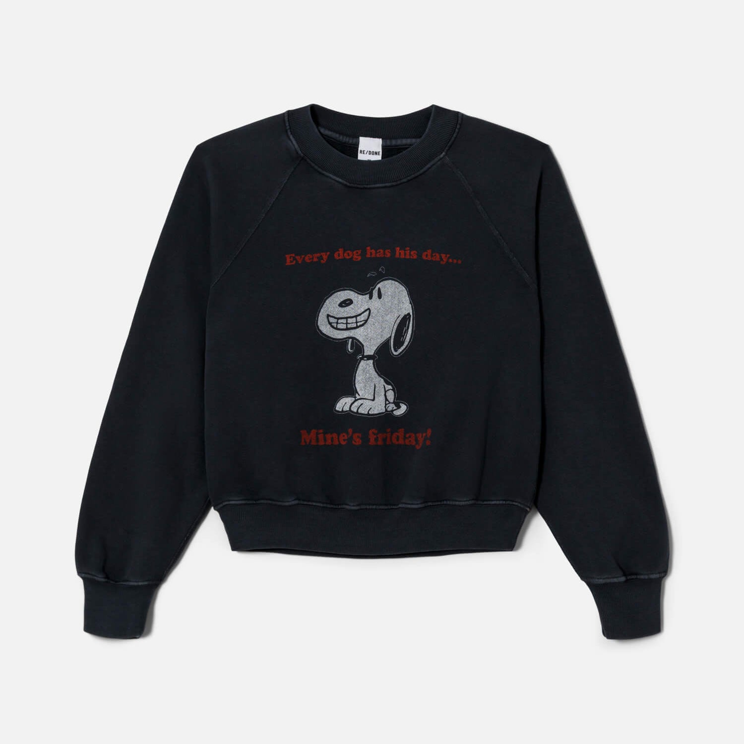 Classic Crewneck Snoopy Fri Washed Black