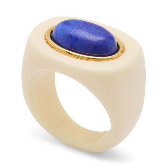 Ivory Resin + Lapis Lazuli Ring