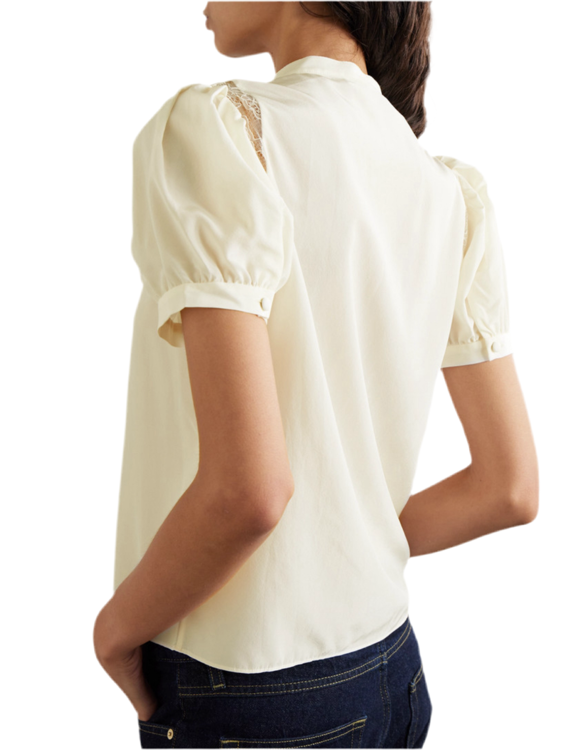 Lace Shoulder Blouse Cream