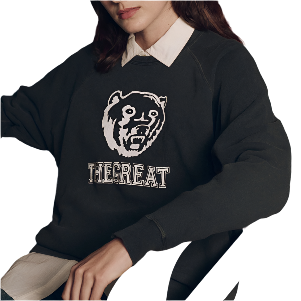 The College Sweatshirt Bear Graphic Washed Black