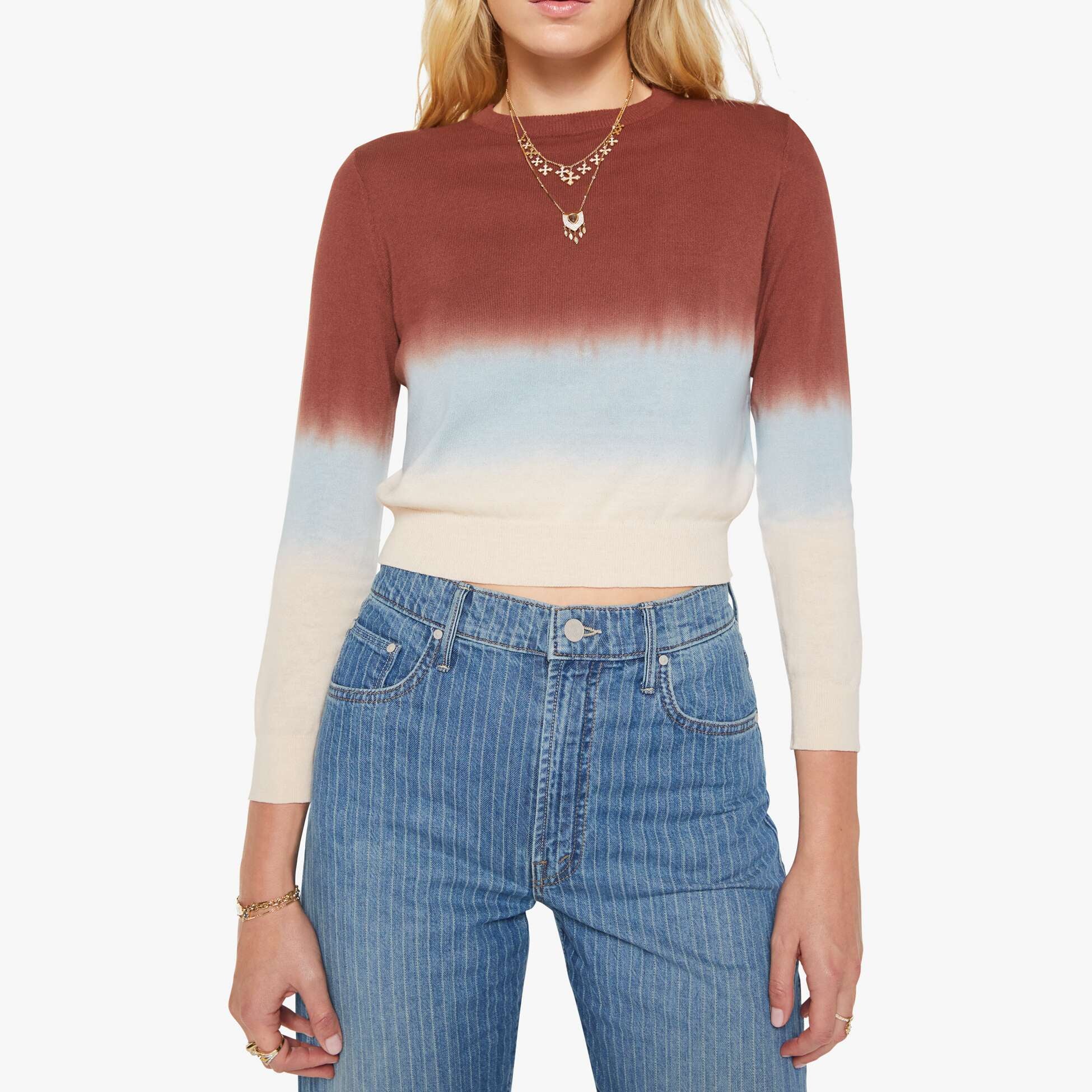 The Crew Neck Jumper Jer Rum Ivory Blue