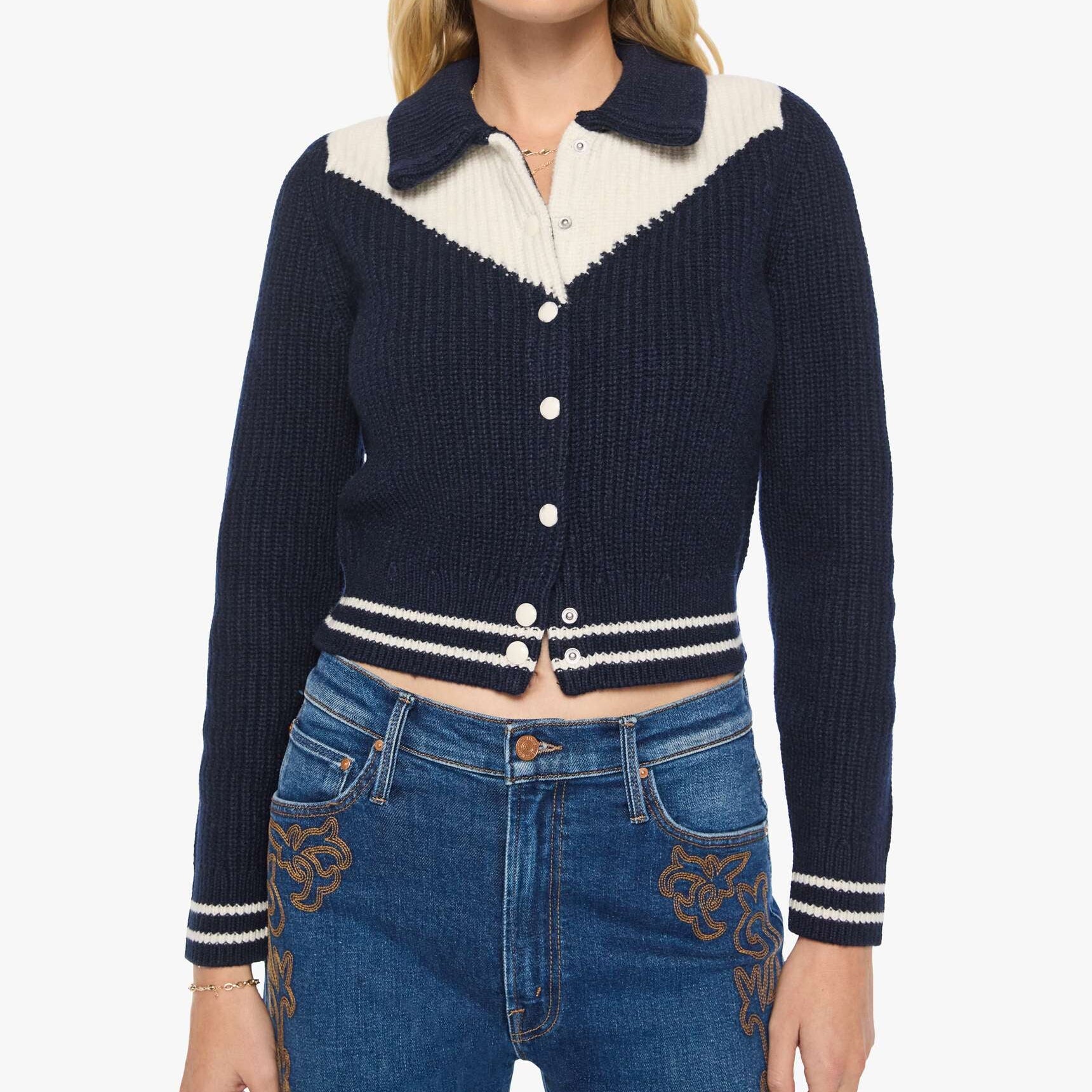 The Baby Raquette Cardigan Navy & Ivory