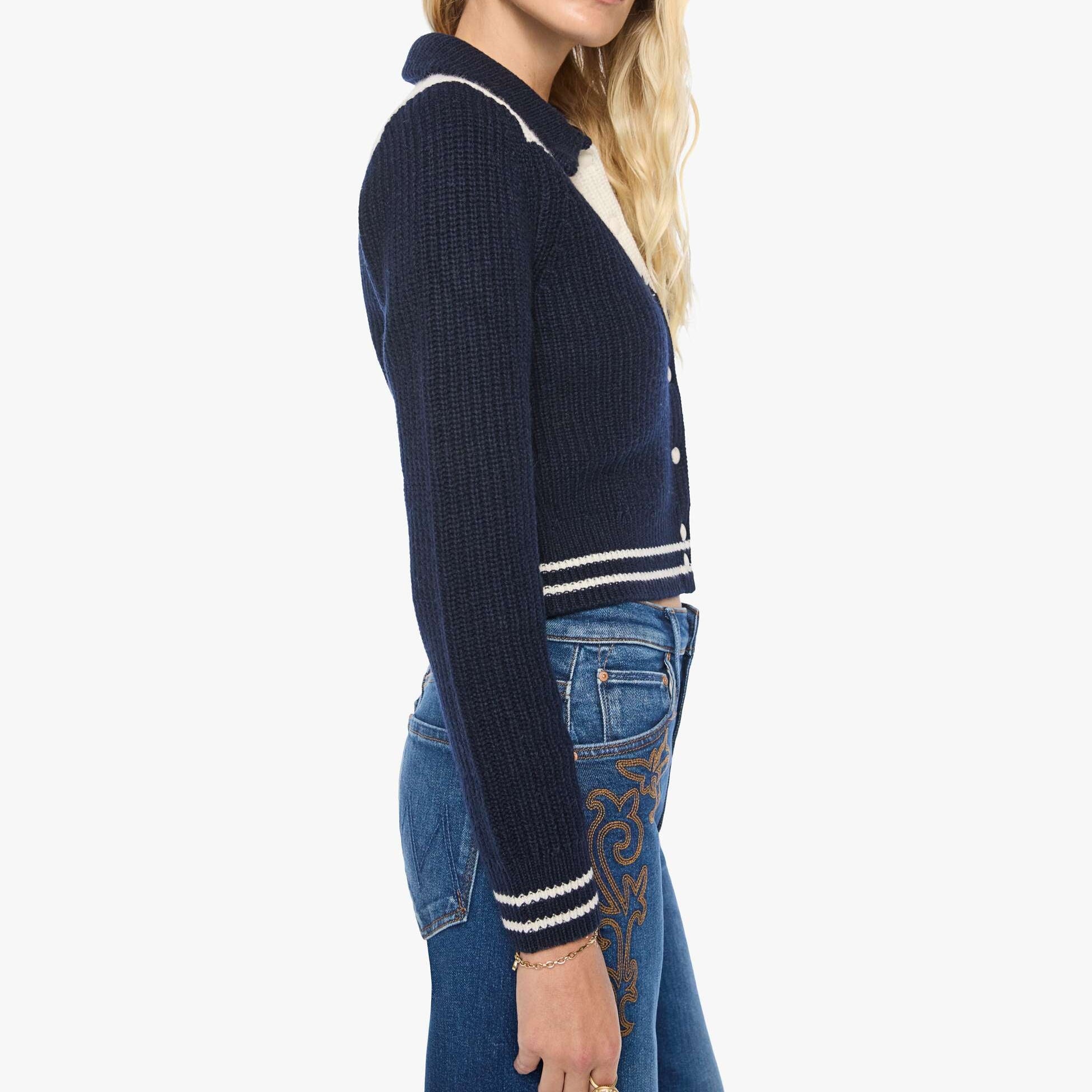 The Baby Raquette Cardigan Navy & Ivory