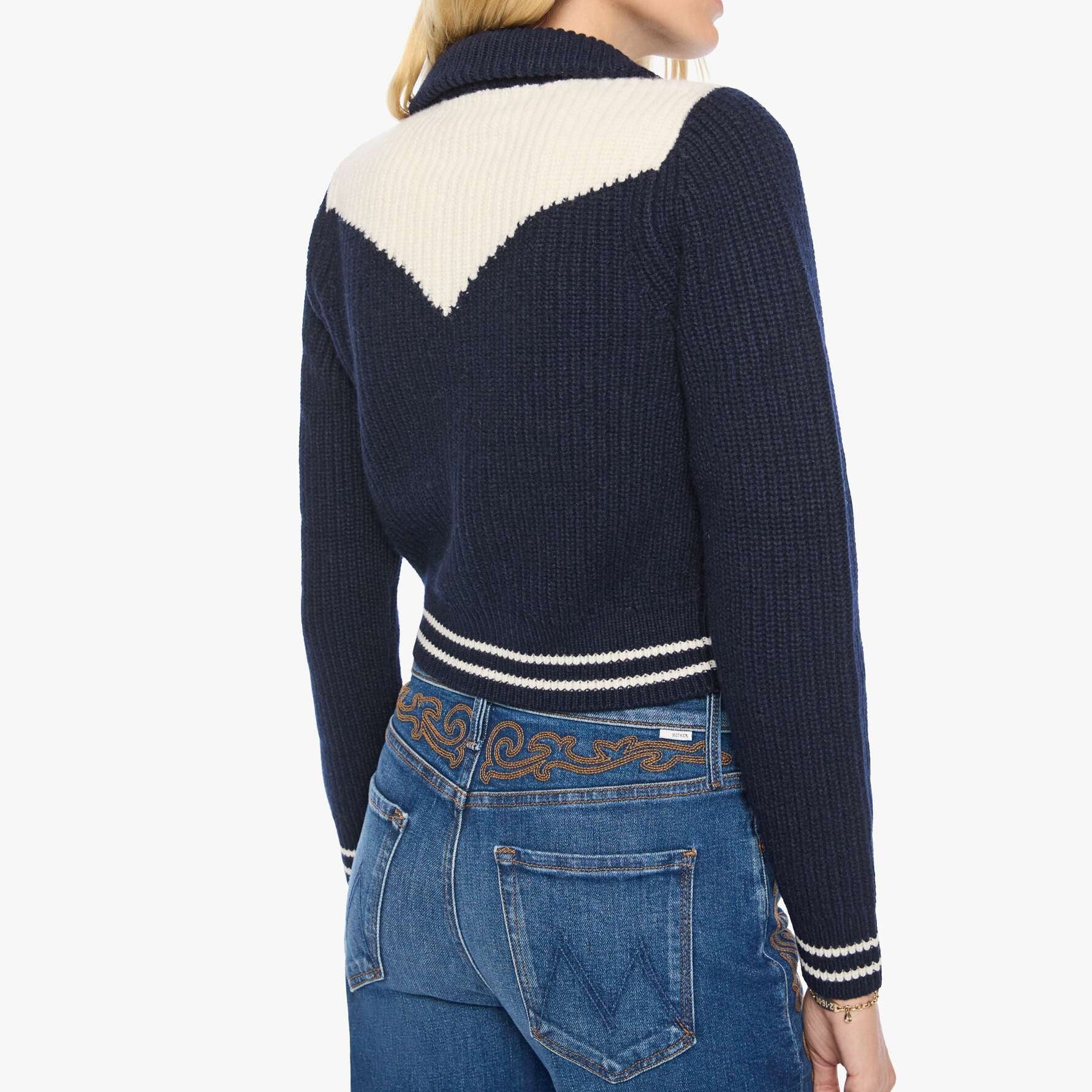 The Baby Raquette Cardigan Navy & Ivory