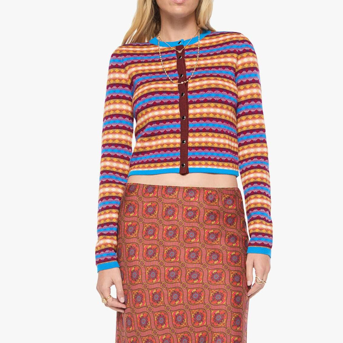 The Lil Cardigan Russet Orange/Dazzling Blue