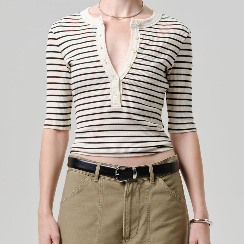 Nali S/S Henley Quartz Stripe