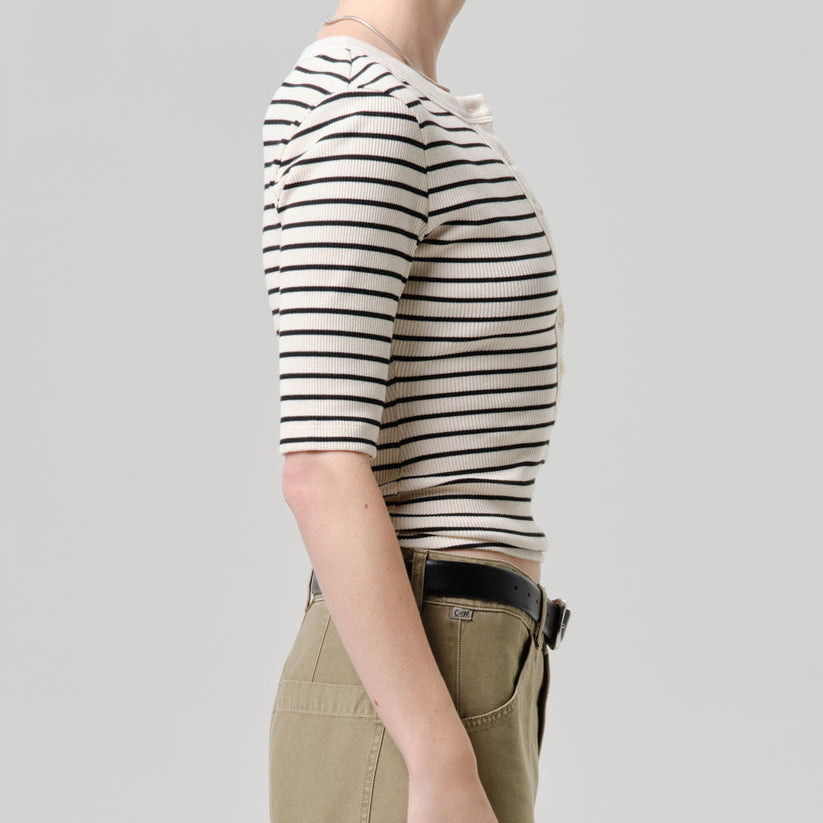 Nali S/S Henley Quartz Stripe