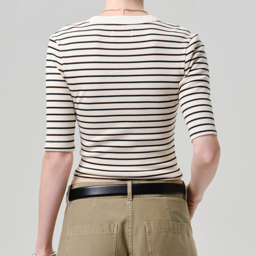 Nali S/S Henley Quartz Stripe