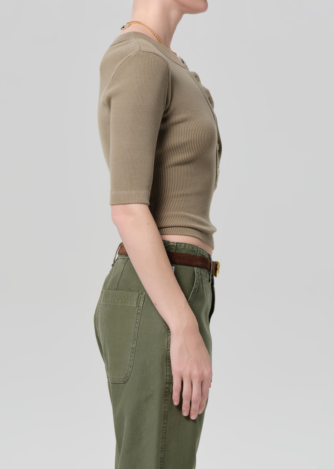 Nali S/S Henley Dark Khaki