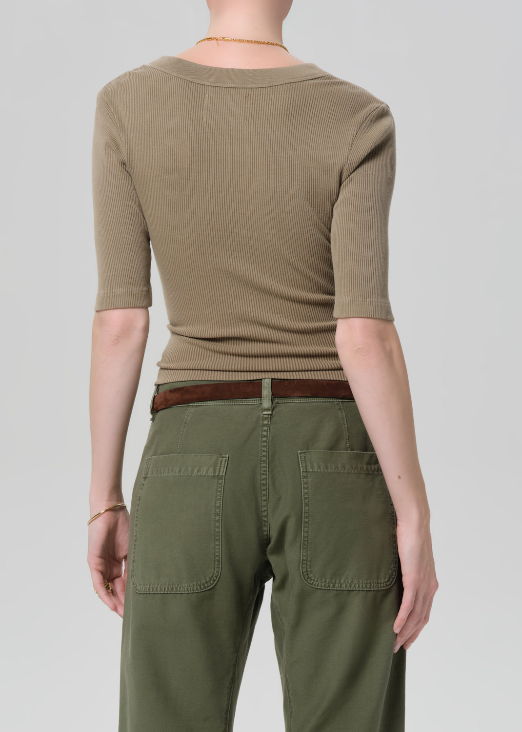 Nali S/S Henley Dark Khaki