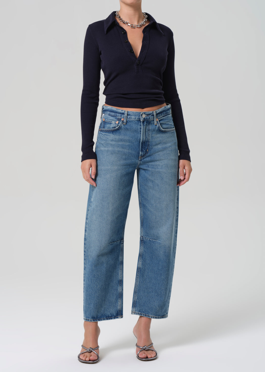 Long Sleeve 60s Polo Navy