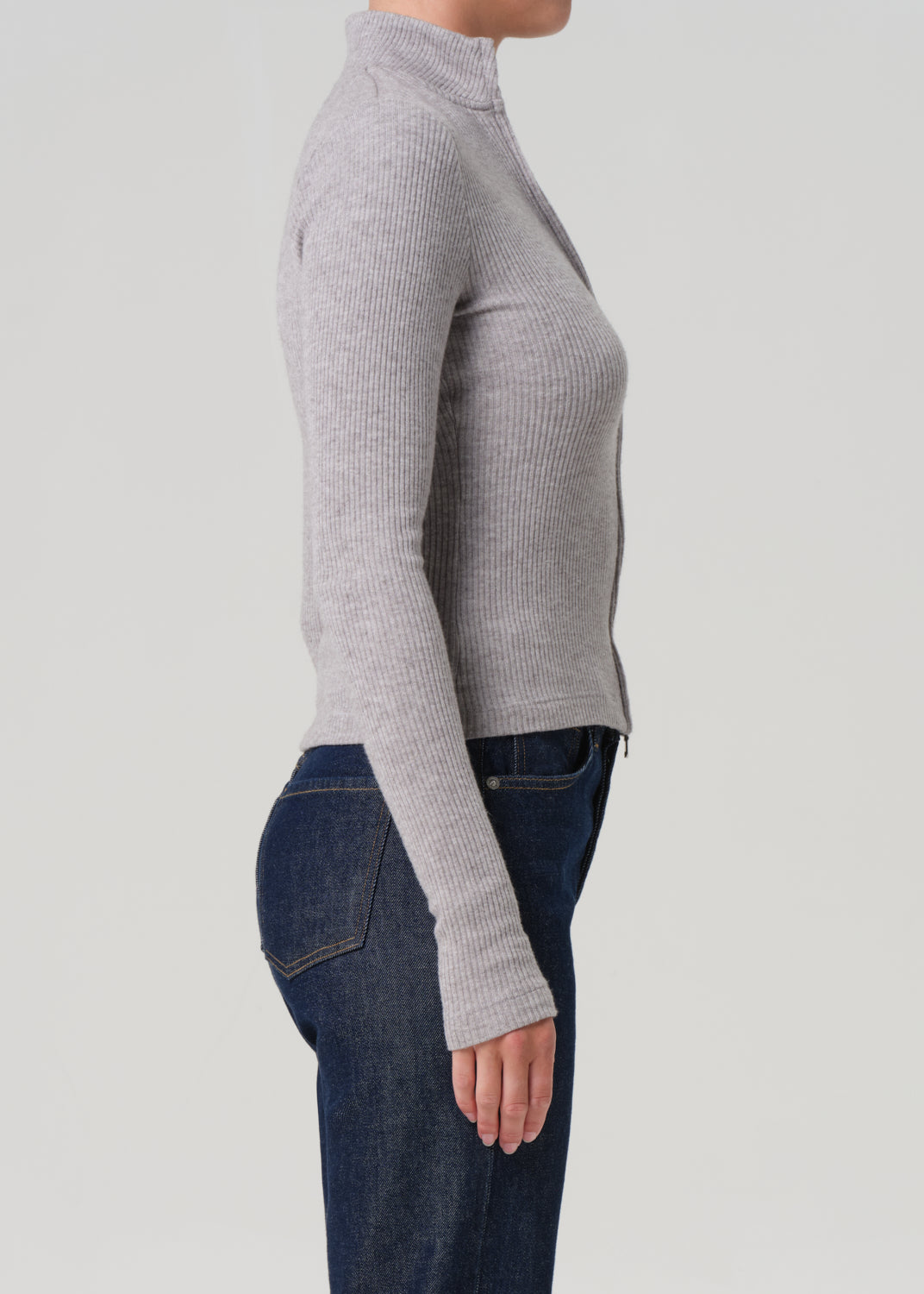 Zip Cardigan Heather Grey