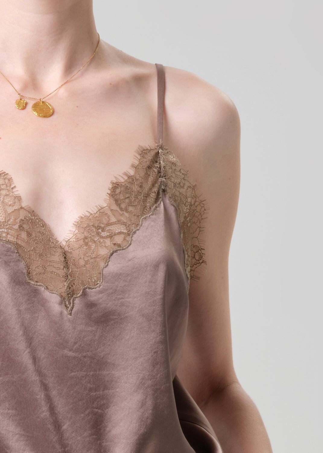 Lace Trimmed Cami Cocoa