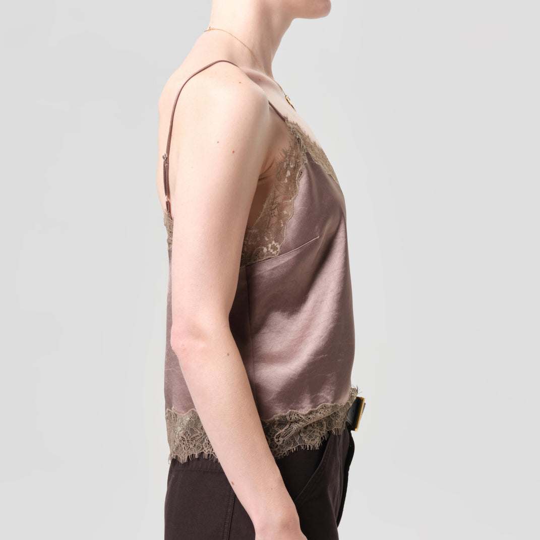 Lace Trimmed Cami Cocoa