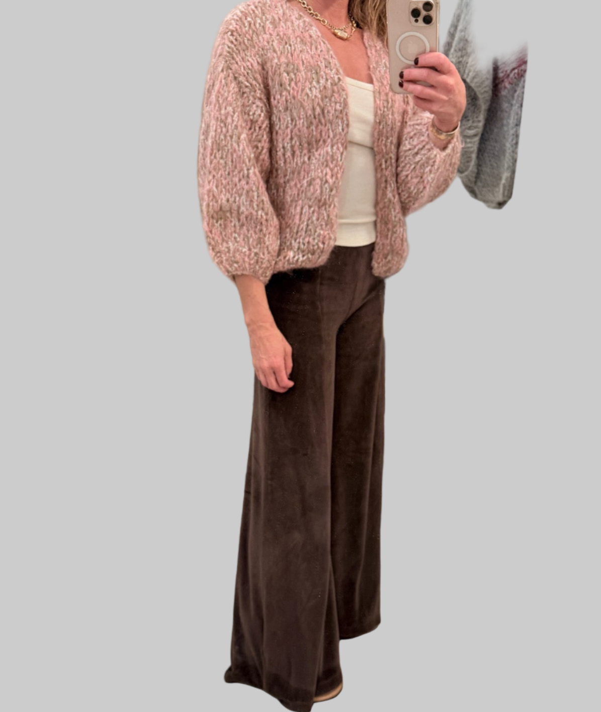 Alpaca Mix Cardigan Pink Melange