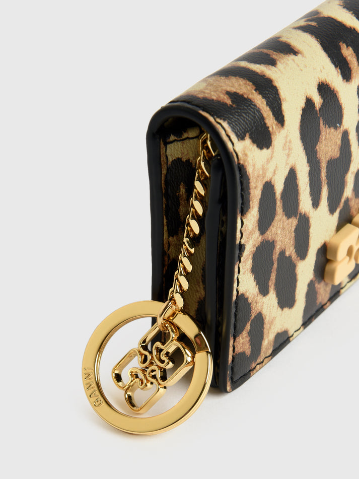 Card Holder W/ Flap Print Leopard