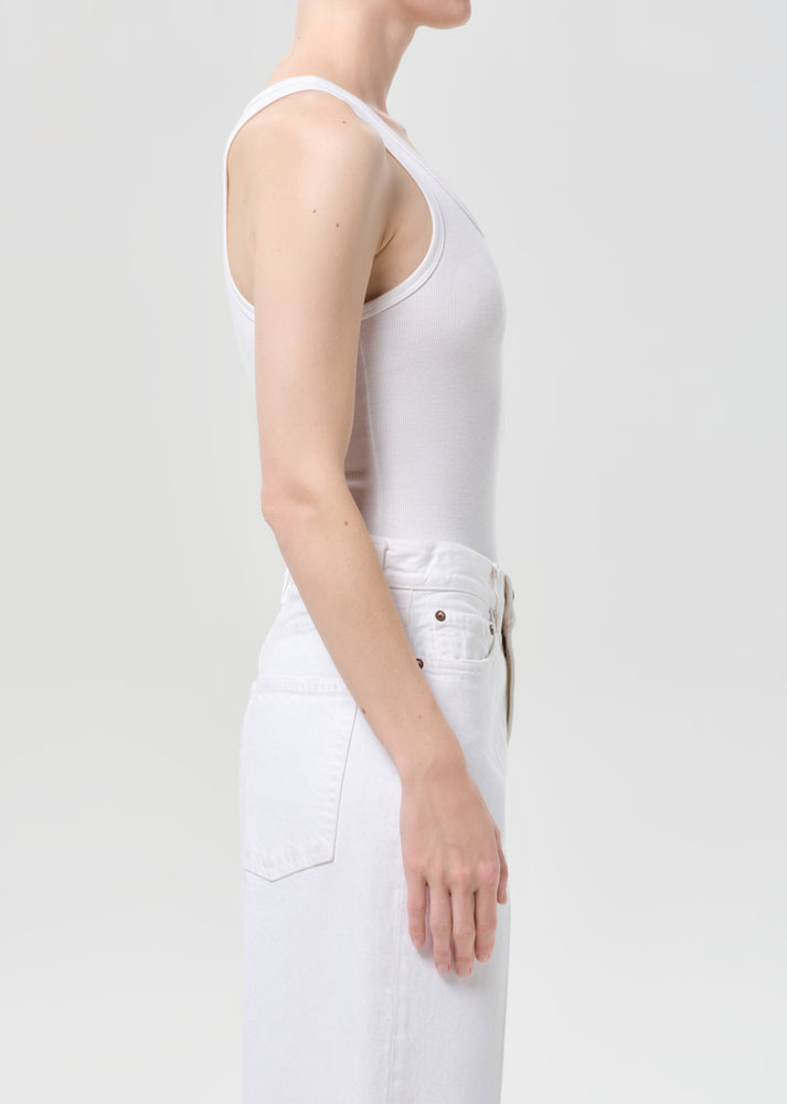 Maria Rib Tank Thong Bodysuit White