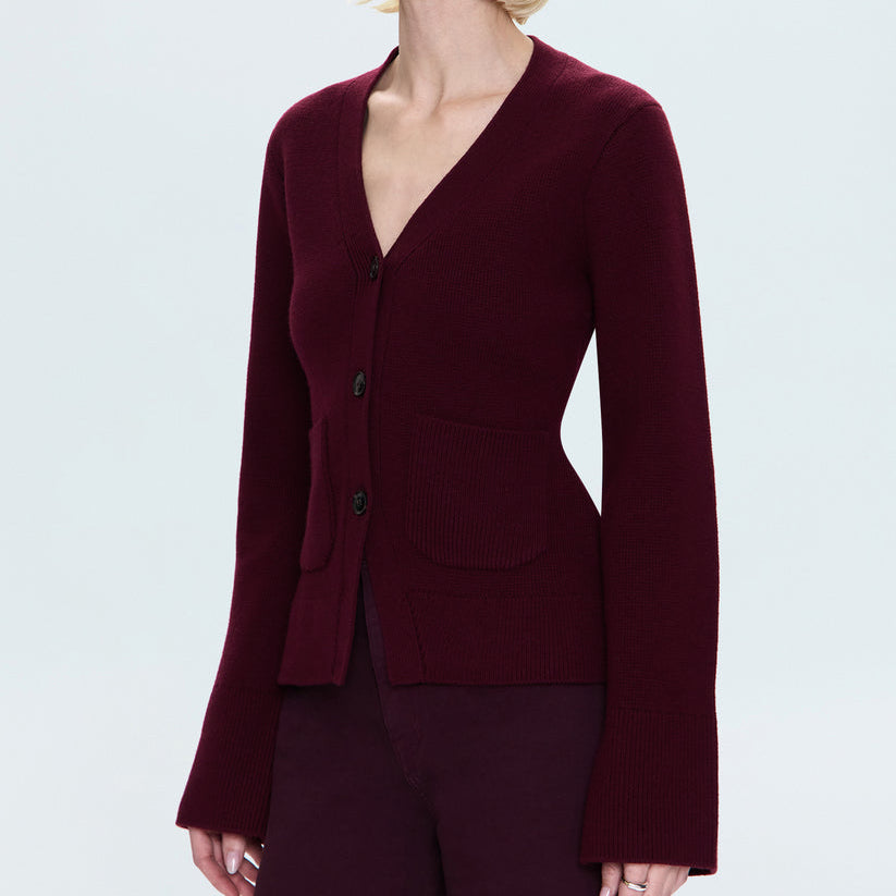 Aeron V-Neck Cardigan Claret