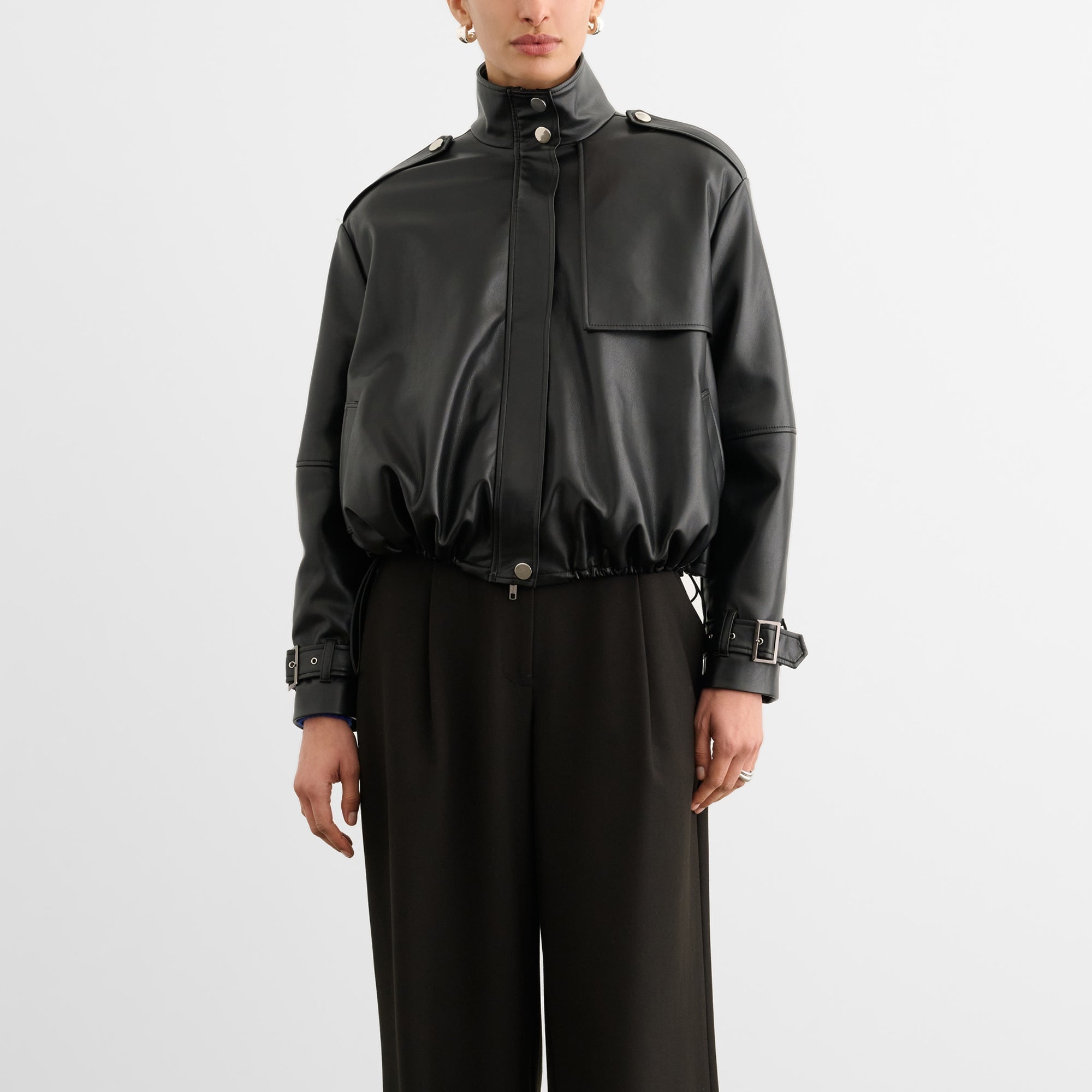 Alyssa Funnel Neck Bomber Jet