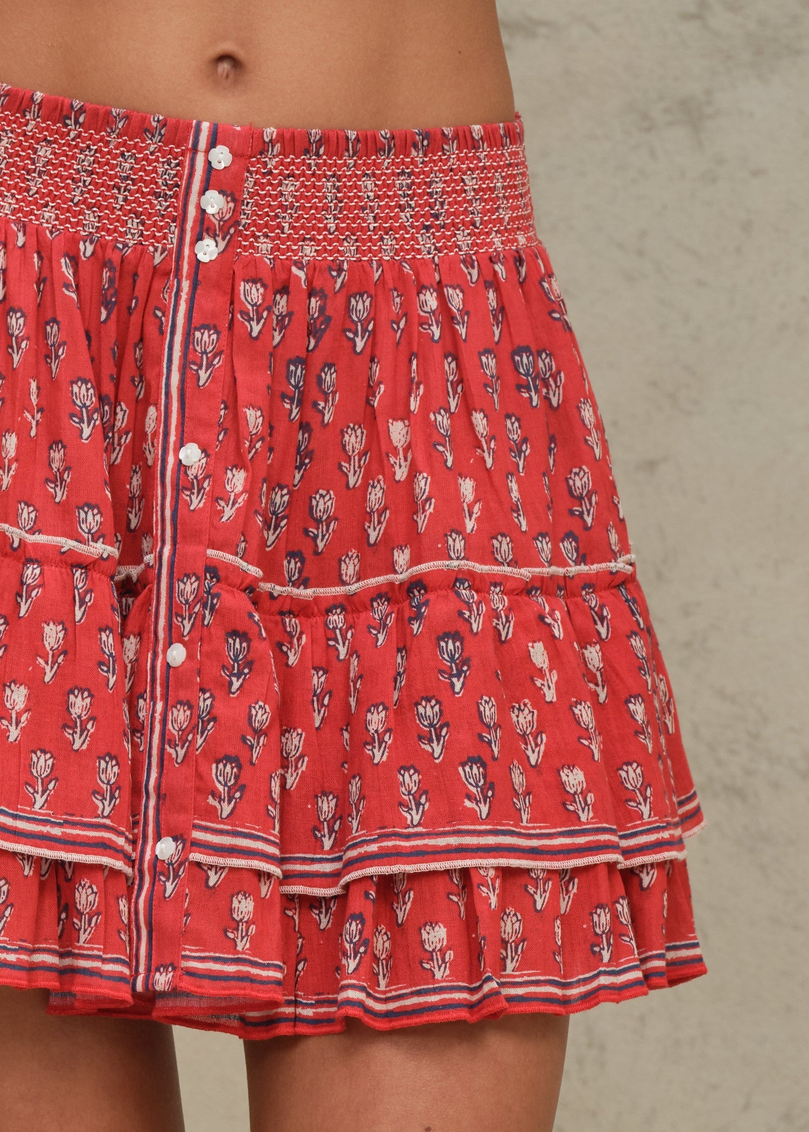 Ari Print Mini Skirt Red