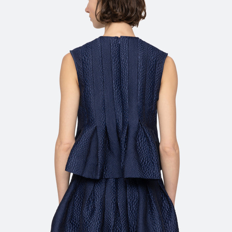 Fayetta Embossed Tank Top Navy