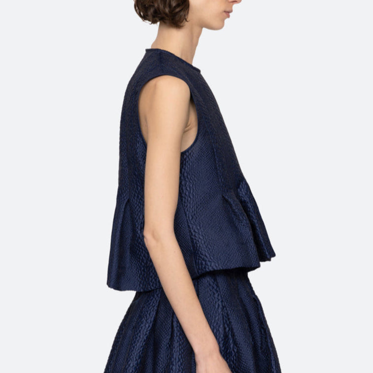 Fayetta Embossed Tank Top Navy