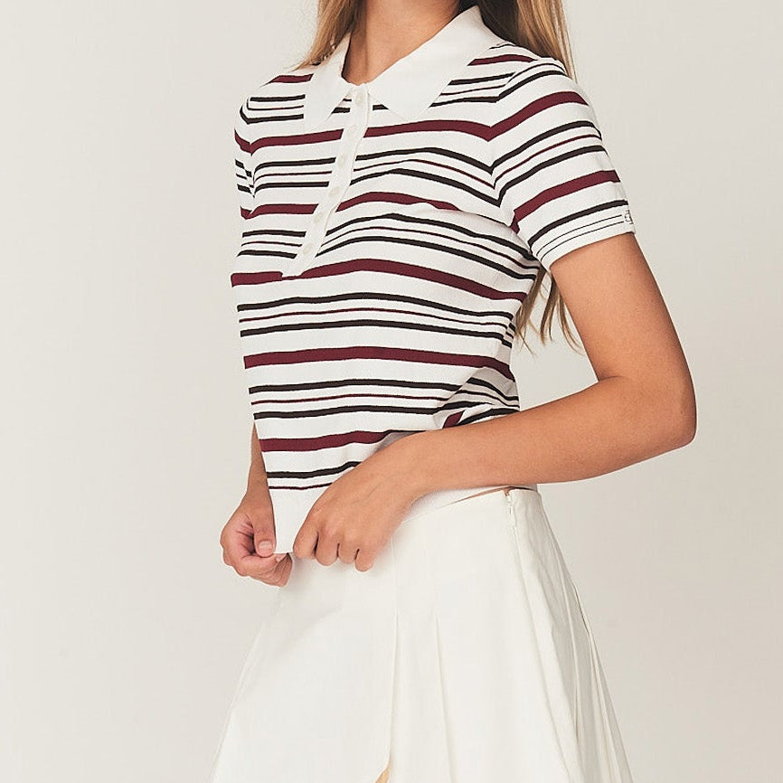 Madison Button Polo Vino