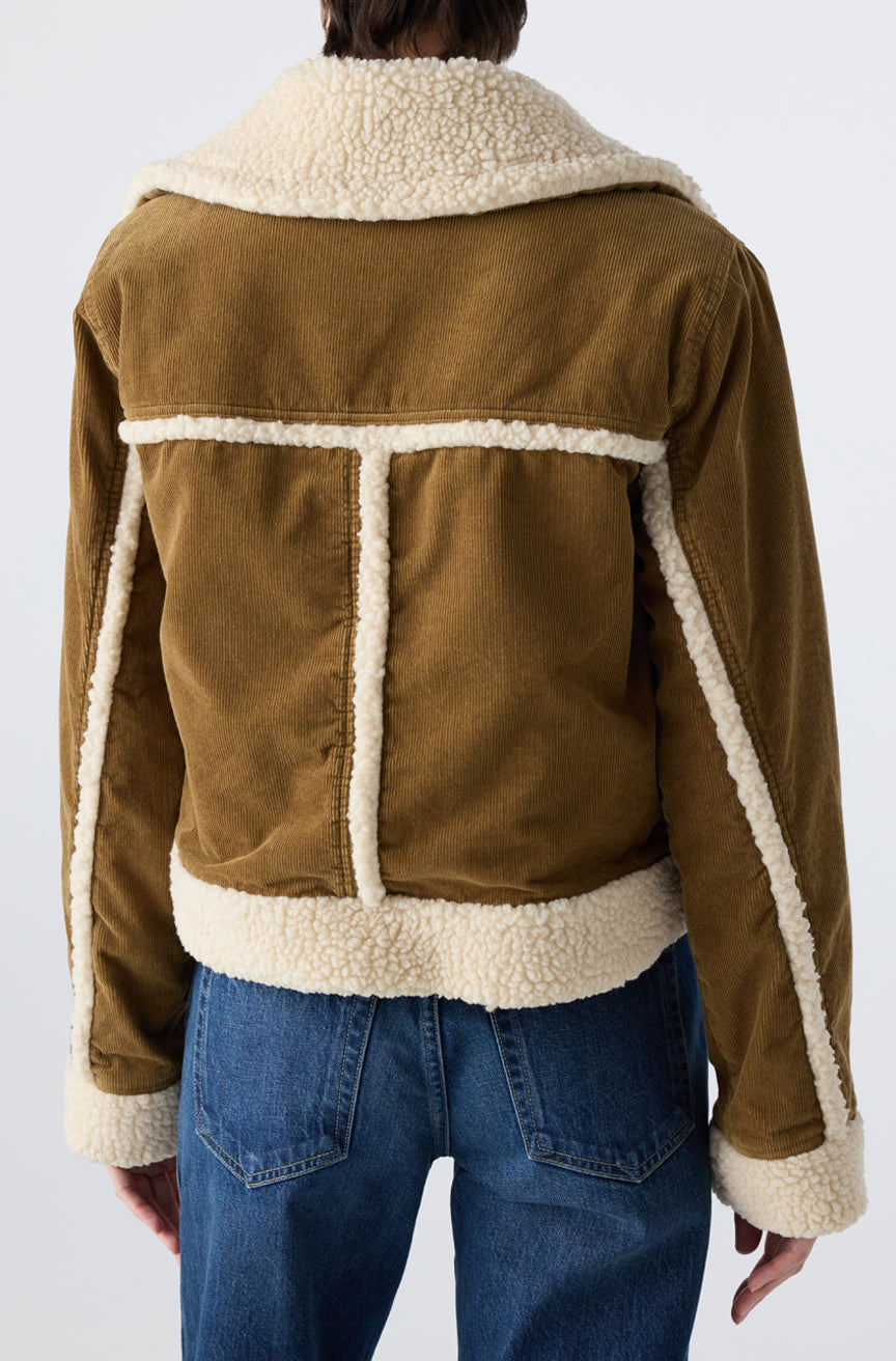 Betty Shearling Jacket Cord Cumin