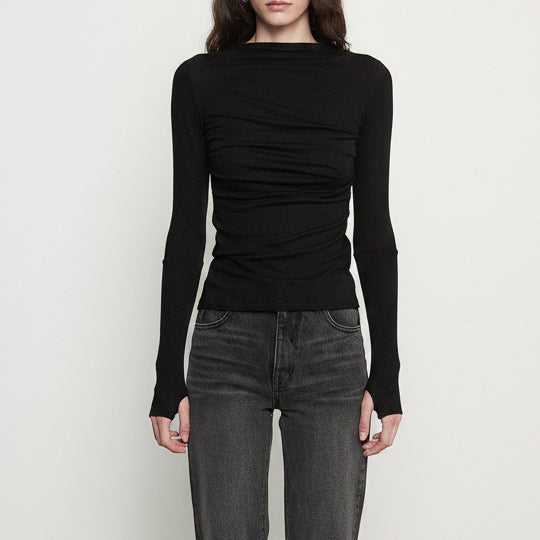 Cashmere Jersey Twist Top Black