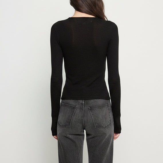Cashmere Jersey Twist Top Black