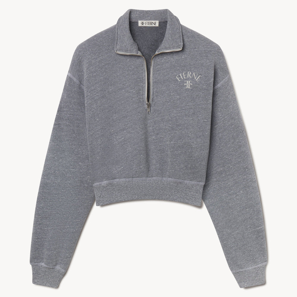 Cropped Half-Zip Sweatshirt Dark Heather