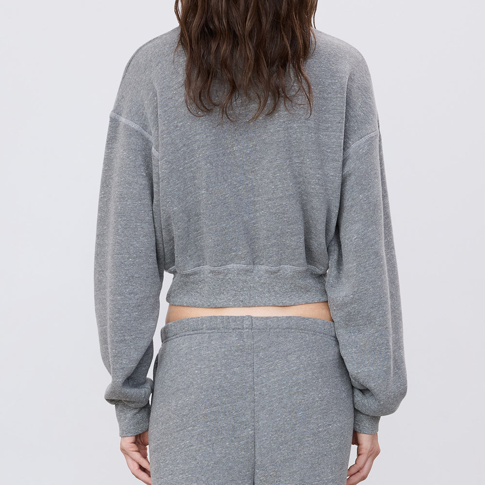 Cropped Half-Zip Sweatshirt Dark Heather