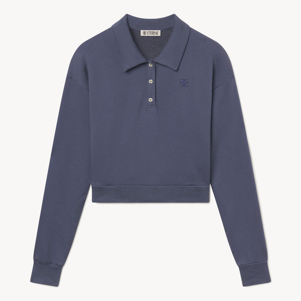 Cropped Polo Sweatshirt Washed Navy