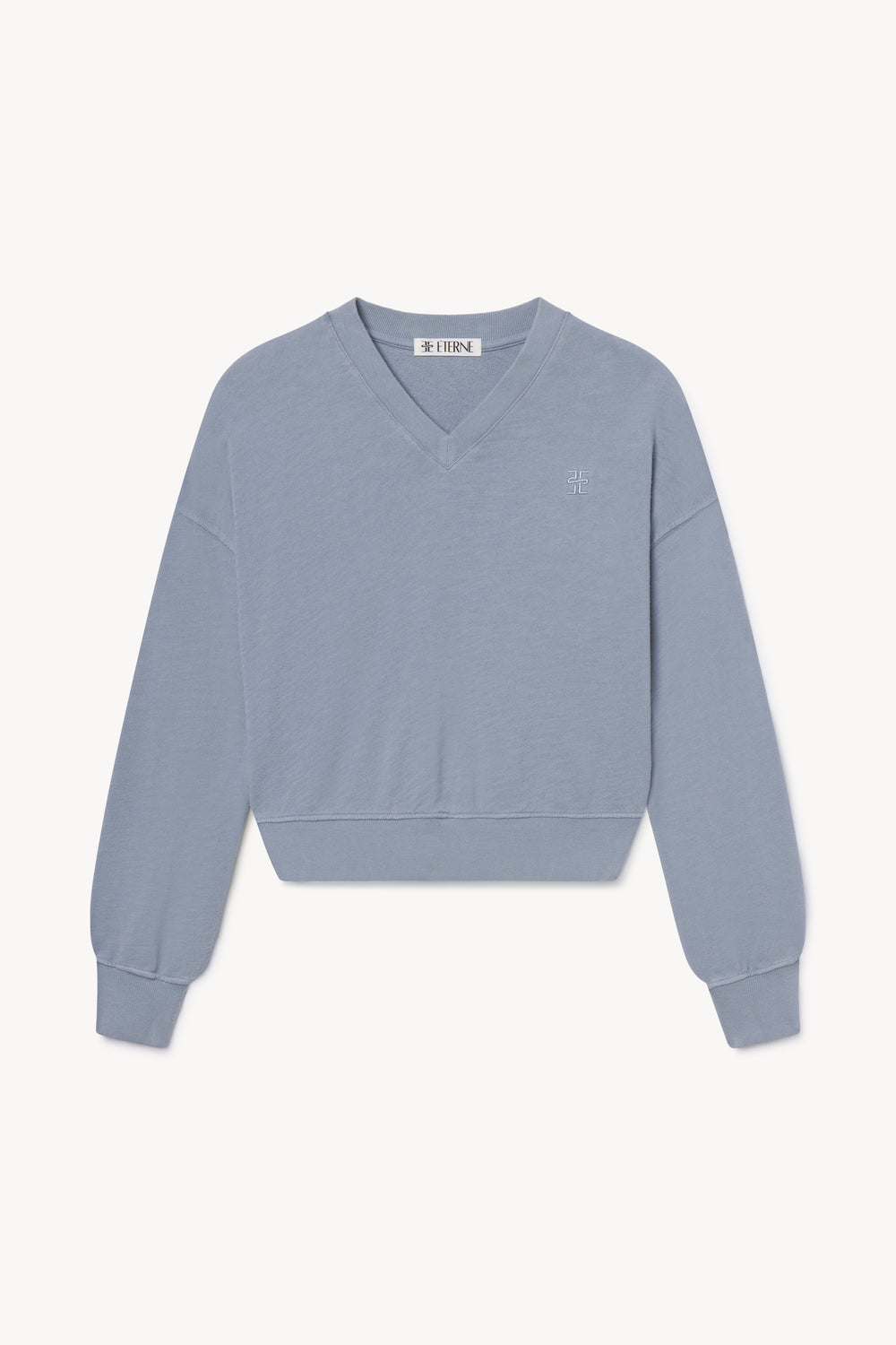 Cropped V-Neck Sweatshirt Slate