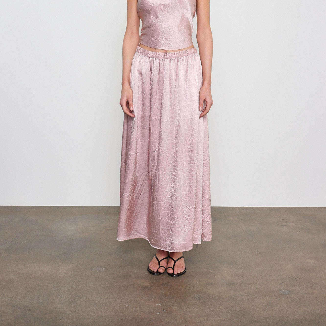 Textured Satin Celeste Skirt Rose Blush