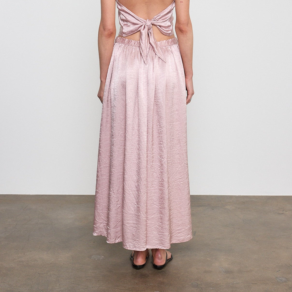 Textured Satin Celeste Skirt Rose Blush