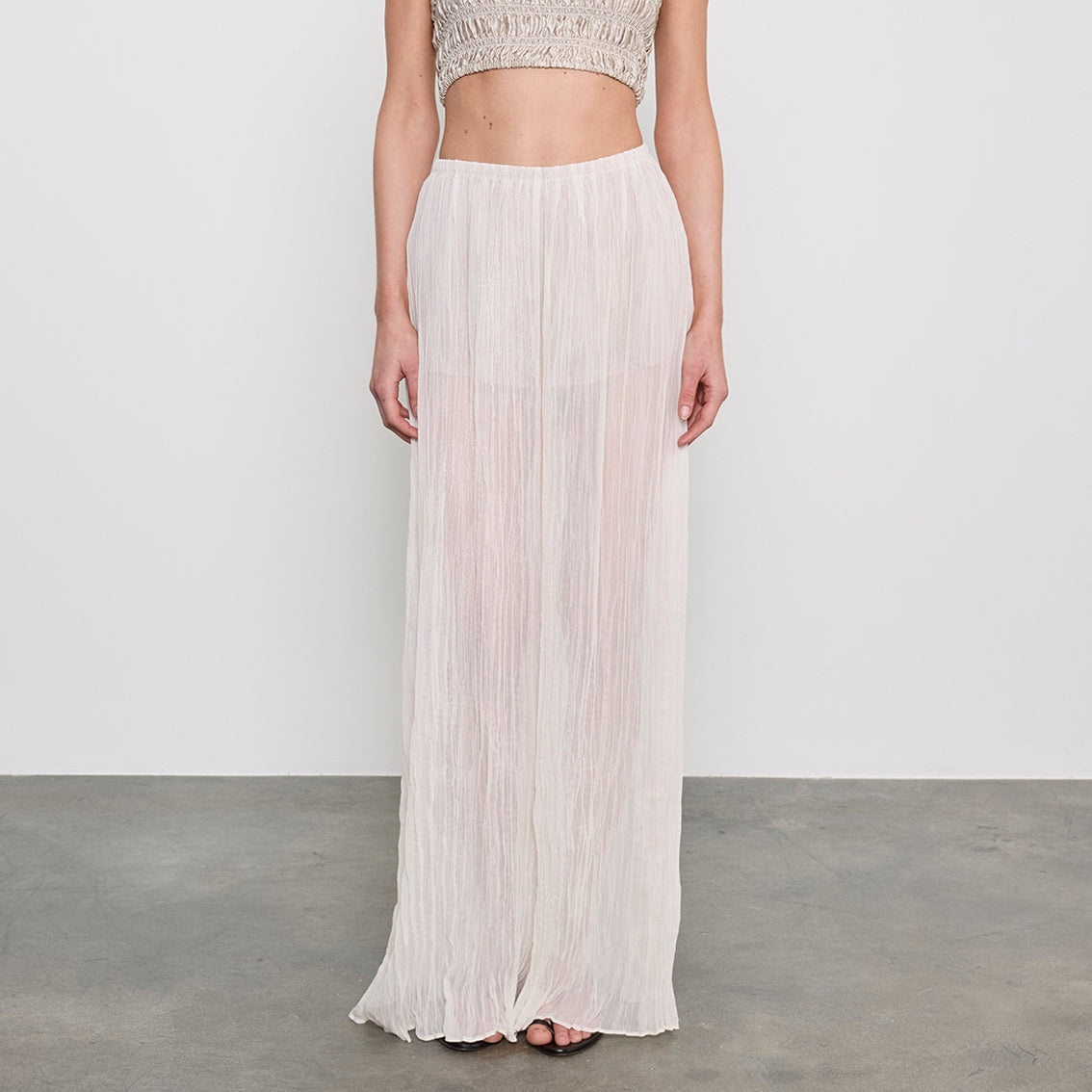Plisse Palazzo Pant Champagne