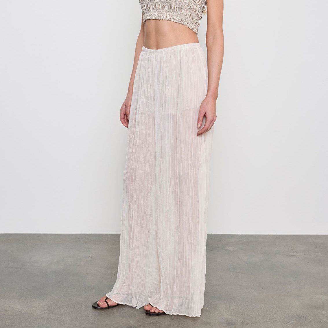 Plisse Palazzo Pant Champagne